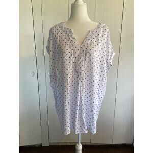 Kim Rogers‎ Curvy Size 3X Short Sleeve Blouse White w/ Black Polka Dots